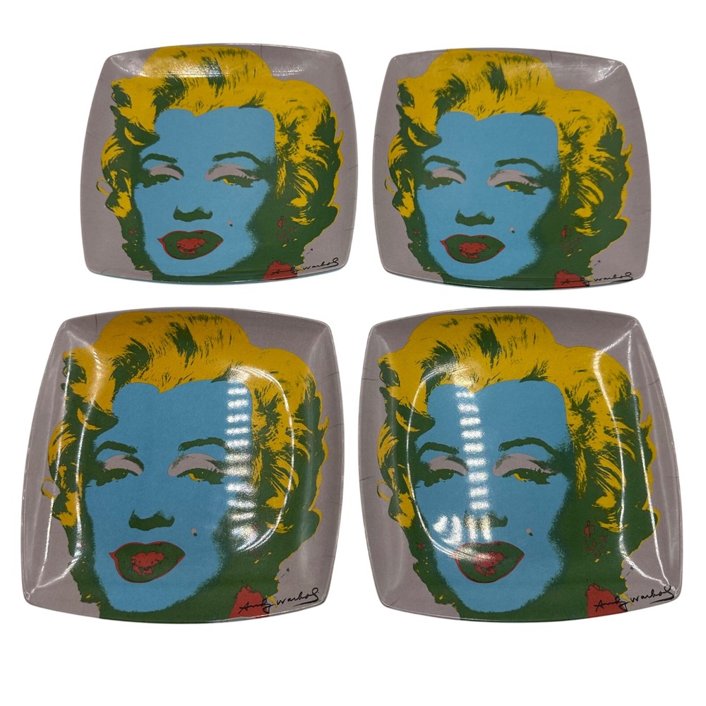 Andy Warhol Marilyn Monroe Melamine Square Plates Set of 4 Precidio Pop Art